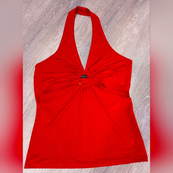 579 Tops - Elegant Red Halter Top